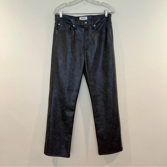 AGOLDE Sloane 100% Leather Gray Relaxed Baggy Classic Straight Leg Pants 27 - Picture 1 of 8